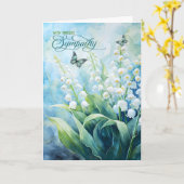 Carte Lys de la Vallée Jardin Papillons Sympathie (Fleur jaune)