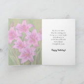 Carte Lys rose vif et mignonne Bonne Soeur d'anniversair (Intérieur)