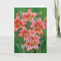 Lys rose vif et mignonne Bonne Soeur d'anniversair