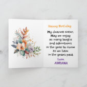 Carte Lys rose vif Personnalisé Bonne Soeur d'anniversai (Intérieur)