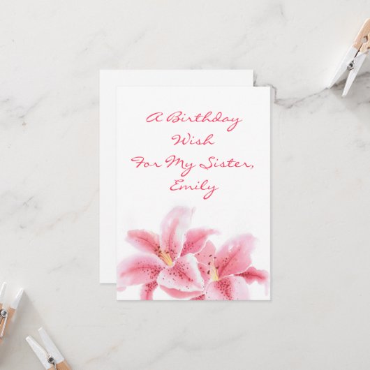 Carte Lys Stargazer Rose (Devant/Arrière en situation)