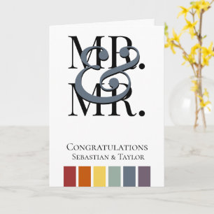 Carte M. et M. Rainbow Gay Mariage Félicitations