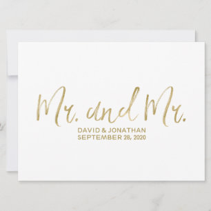 Carte "M. et M." SIGNE MARIAGE   Stylish Gold Gay