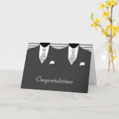 Carte M. et M. Two Grooms Grey Mariage Félicitations (Fleur jaune)
