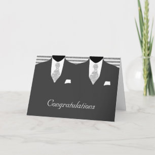 Carte M. et M. Two Grooms Grey Mariage Félicitations
