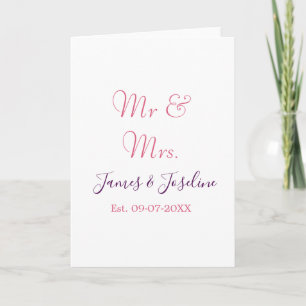 Carte M. et Mme ajoutent nom établie. Date année mariage