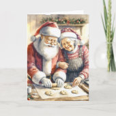 Carte M. et Mme Claus Baking Cookies Custom Christmas (Devant)