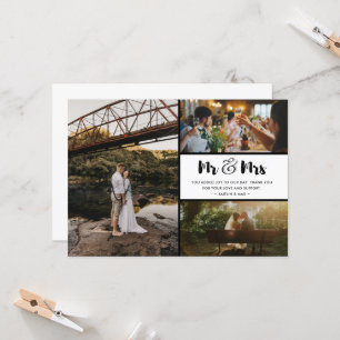 Carte M. et Mme Mariage Merci Photo Collage