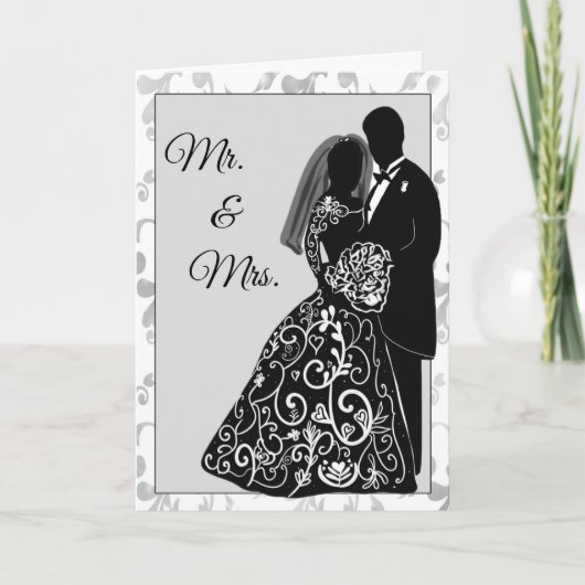 Carte M. et Mme Mariés Silhouette Félicitations (Devant)