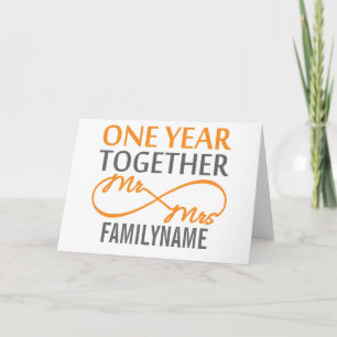 Carte M et Mme personnalisés 1er anniversaire de mariage