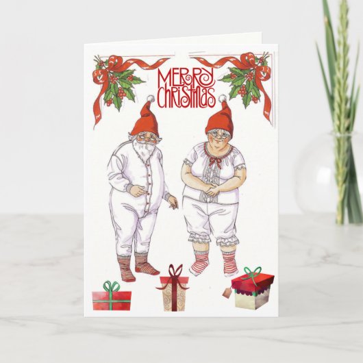 Carte M. et Mme Santa Claus 🤶 Poupées en papier avec vê (Devant)