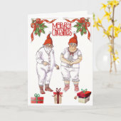 Carte M. et Mme Santa Claus 🤶 Poupées en papier avec vê (Fleur jaune)