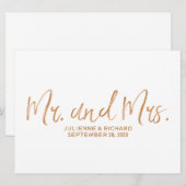 Carte "M. et Mme." SIGNE MARIAGE | Cuivre élégant (Devant / Derrière)