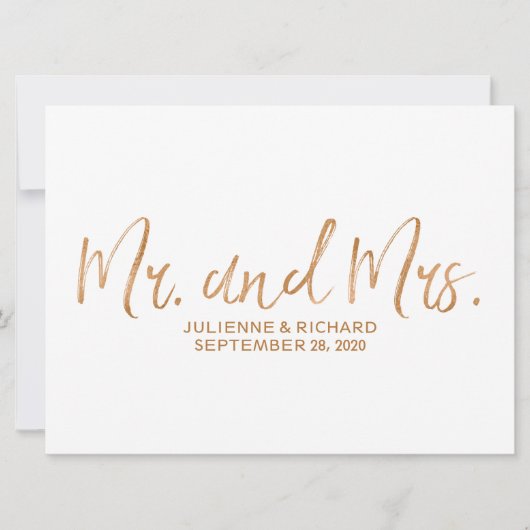 Carte "M. et Mme." SIGNE MARIAGE | Cuivre élégant (Devant)