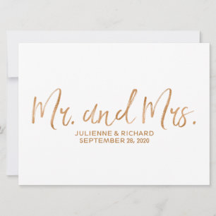 Carte "M. et Mme." SIGNE MARIAGE   Cuivre élégant