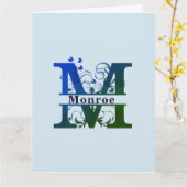 Carte 'M' Fancy Split Monogramme personnalisable (Fleur jaune)