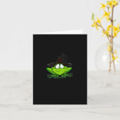 Carte M Machusetts Whimsy Frog Witches Hat Halloween Wit (Fleur jaune)