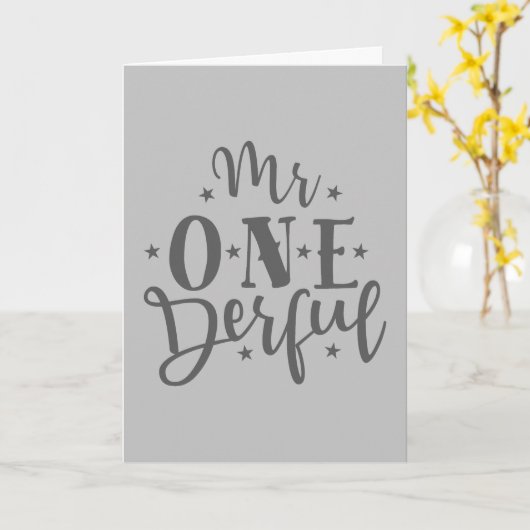 Carte M. Onederful Boy 1er anniversaire (Fleur jaune)