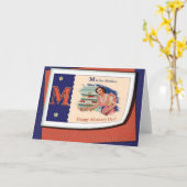 Carte M vintage est pour Mère (Fleur jaune)