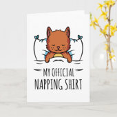 Carte Ma chemise de sieste officielle avec Cat couché (Fleur jaune)