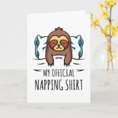 Carte Ma chemise de sieste officielle avec Sloth couché (Fleur jaune)