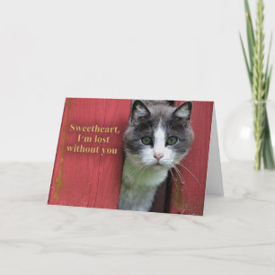 Carte Ma chérie, je suis perdu sans toi, mignon chat