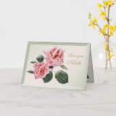 Carte Ma mère avec des roses roses (Fleur jaune)