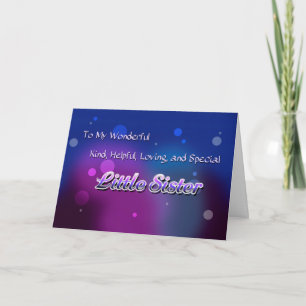 Carte Ma petite soeur merveilleuse (anniversaire)