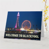 Carte Ma photo Black Pool Central Pier Lights Cushion (Fleur jaune)