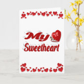 Carte Ma Saint-Valentin cœurs rouges  (Fleur jaune)