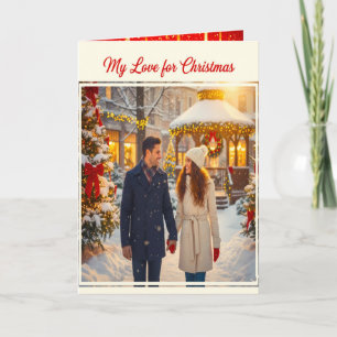 CARTE MA SCÈNE D'AMOUR POUR NOËL HOMME ET FEMME ENSEMBLE