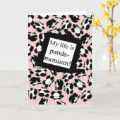 Carte Ma vie est panda-monium - rose (Fleur jaune)