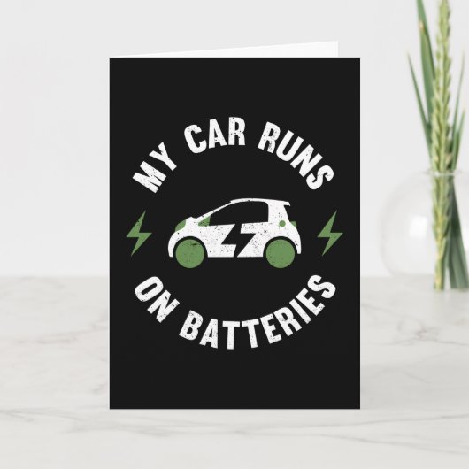 Carte Ma voiture fonctionne sur Batteries Funny EV Gift  (Devant)