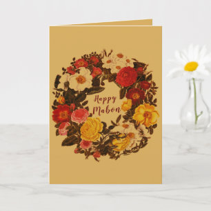 Carte Mabon Automne Equinox Wreath on Fall Gold