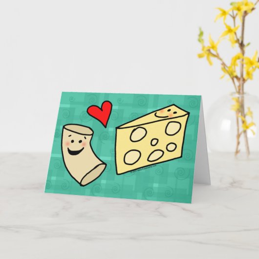Carte Mac aime Fromage, Funny Cute Macaroni + Fromage (Fleur jaune)