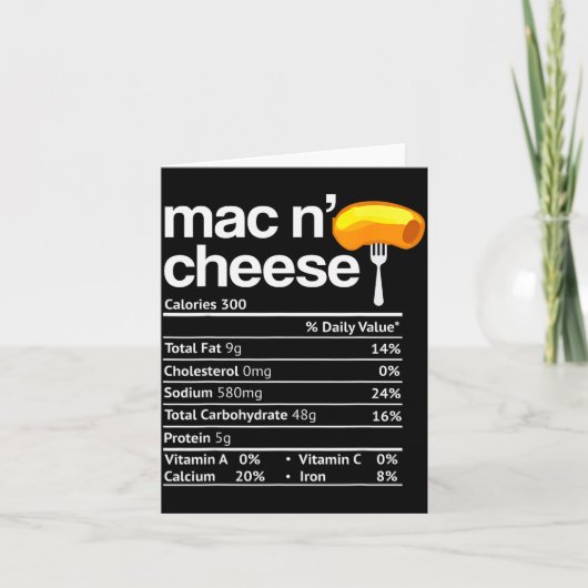 Carte Mac And Cheese Nutrition Funny Thanksgiving Mac N' (Devant)