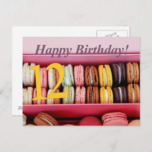 Carte Macaron 12e anniversaire (Devant / Derrière)