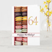Carte Macaron 64e anniversaire (Fleur jaune)