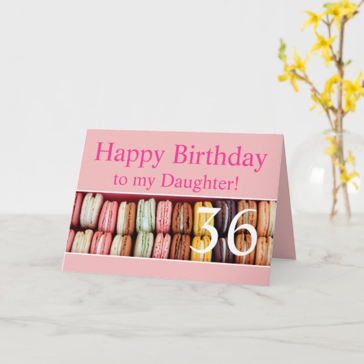Carte Macaron français d'anniversaire sur mesure (Fleur jaune)