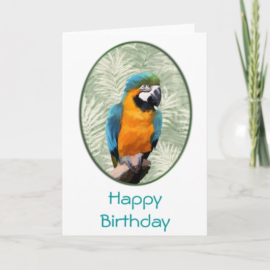 Carte Macaw bleu & or avec Arrière - plan Jungle (Devant)