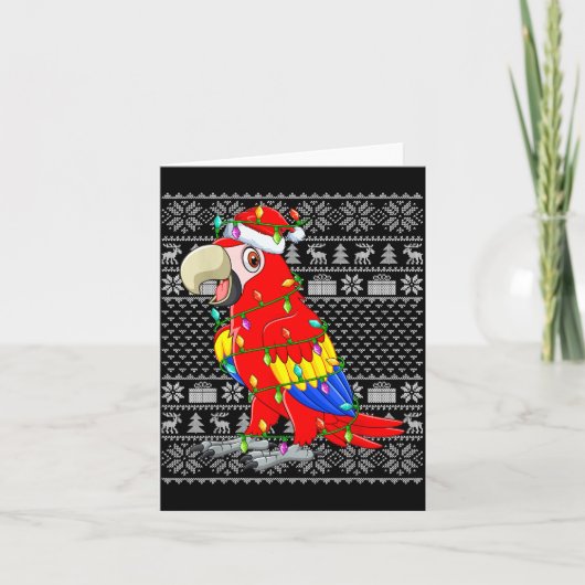 Carte Macaw Parrot Christmas Lights Ugly Sweater Funny B (Devant)