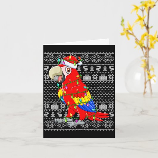 Carte Macaw Parrot Christmas Lights Ugly Sweater Funny B (Fleur jaune)