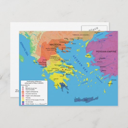 Carte Macedon à la mort de Philip II 336 B.C. (Devant / Derrière)