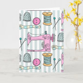 Carte Machine à coudre - Couture rose artisanat (Fleur jaune)