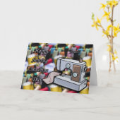 Carte Machine à coudre jour 13 juin heureux (Fleur jaune)