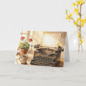Carte Machine à écrire de type aquarelle d'anniversaire (Fleur jaune)