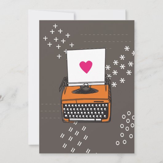 Carte machine à écrire vintage - Coeur (Devant)