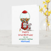 Carte Machine à Gumball - personnalisez avec le nom et l (Fleur jaune)