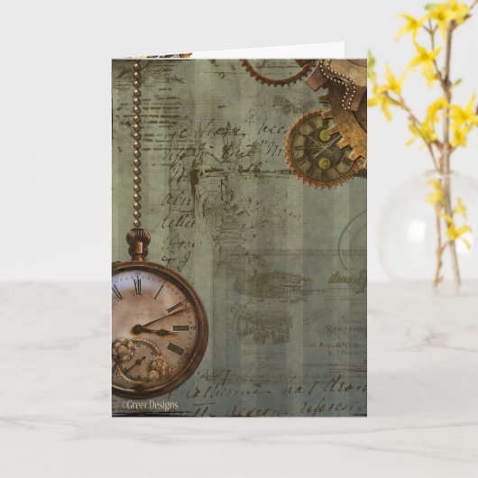 Carte Machine à temps Steampunk (Fleur jaune)