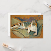 Carte Macke - Chat sur le Coussin vert, (Devant/Arrière en situation)